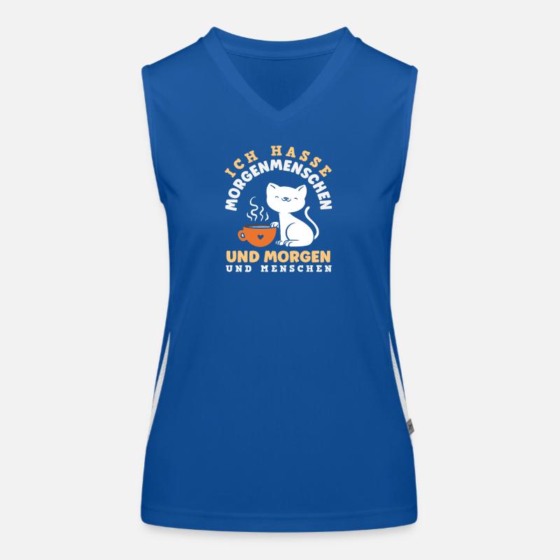 Ich hasse Morgenmenschen Kaffee Katze Funktionelles Kontrast-Tank Top für Frauen