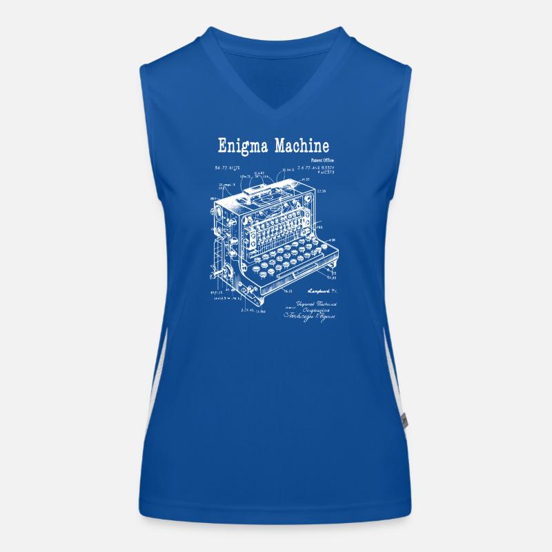 Enigma Machine Blueprint Women's Functional Contrast Tank Top