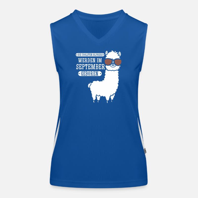 September Geburtstag Alpaka Spruch Lustig Funktionelles Kontrast-Tank Top für Frauen