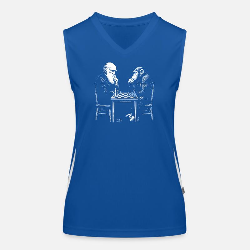 Darwin spielt Schach mit dem Affen – Evolutionsspiel Funktionelles Kontrast-Tank Top für Frauen