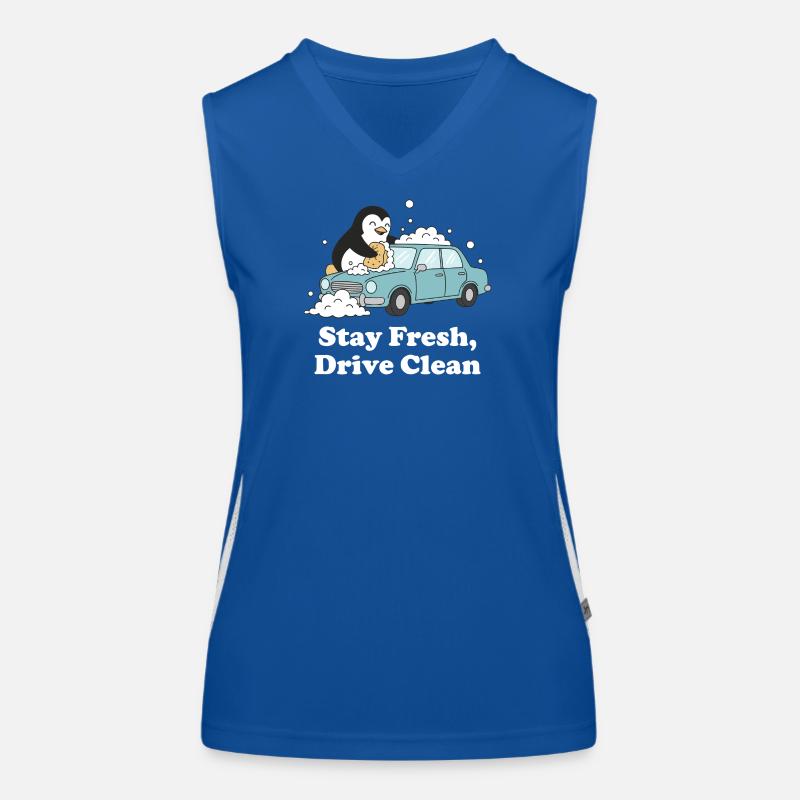Stay Fresh Drive Clean Pinguin Funktionelles Kontrast-Tank Top für Frauen