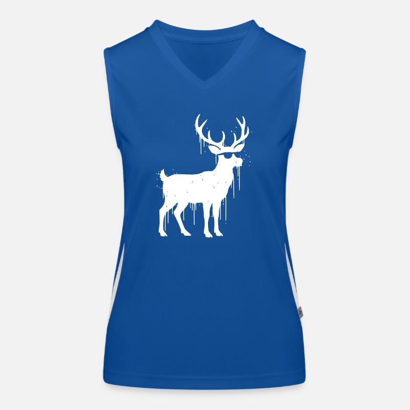 Reindeer Graffiti Christmas Vector Women's Functional Contrast Tank Top