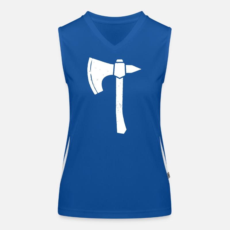 Battle Axe Hatchet Warrior Silhouette Vector Women's Functional Contrast Tank Top