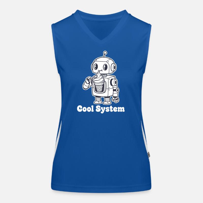 Roboter mit Eiscreme Funktionelles Kontrast-Tank Top für Frauen