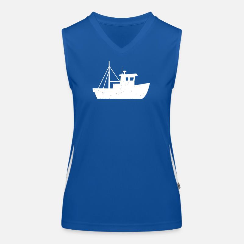 Fischkutter Boot Nordsee Vektor Funktionelles Kontrast-Tank Top für Frauen