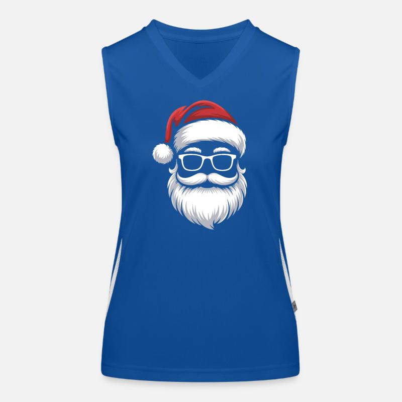 Weihnachtsmann mit Schnurrbart Brille Funktionelles Kontrast-Tank Top für Frauen