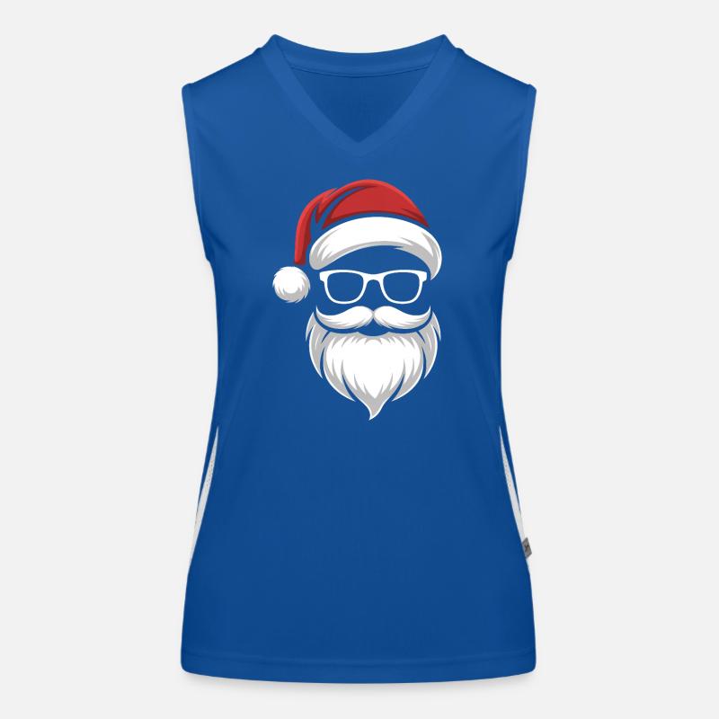 Santa mit Bart & Brille – Retro Weihnacht Funktionelles Kontrast-Tank Top für Frauen