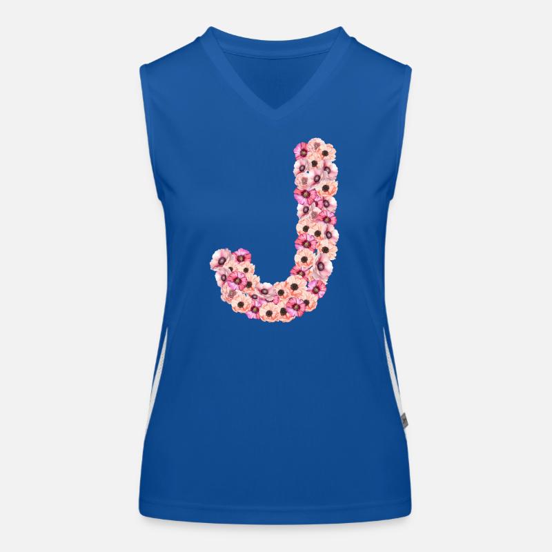 Monogramm J aus Blüten Funktionelles Kontrast-Tank Top für Frauen