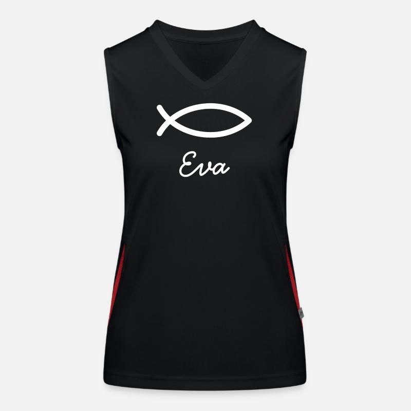 Eva christlicher Name mit E Mädchenname Taufe  Funktionelles Kontrast-Tank Top für Frauen