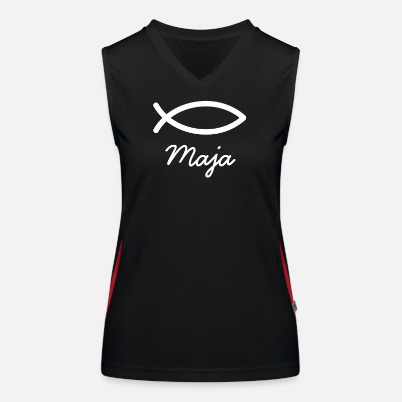 Maja christlicher Name mit M Mädchenname Taufe Funktionelles Kontrast-Tank Top für Frauen
