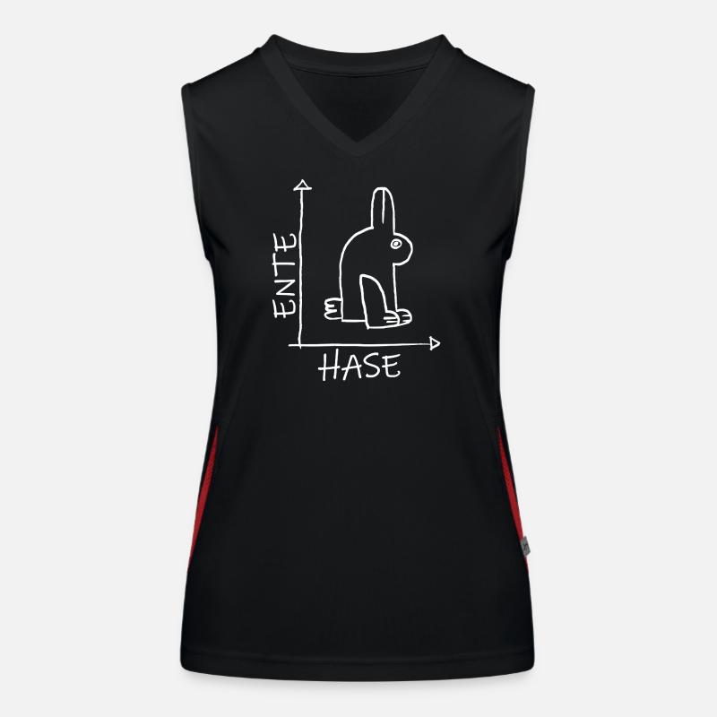 Bunnies Ducks Head Illusion - Optical Illusion Women's Functional Contrast Tank Top