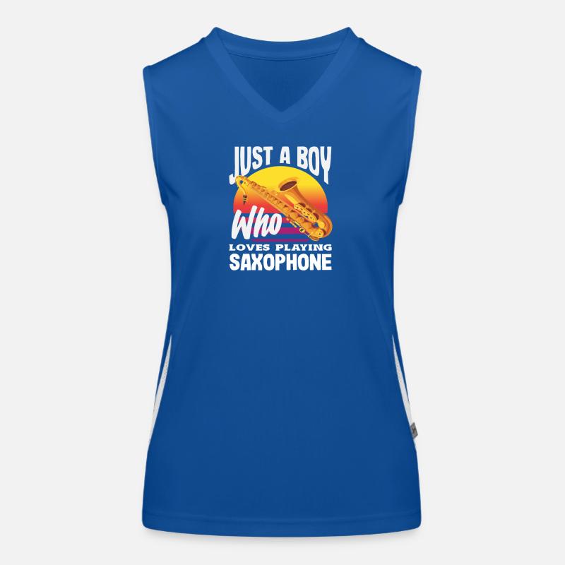 Nur Ein Junge, Der Gerne Saxophon Spielt Funktionelles Kontrast-Tank Top für Frauen