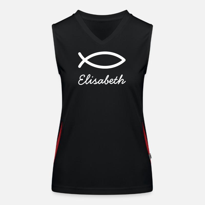 Elisabeth christlicher Name mit E Mädchenname Tauf Funktionelles Kontrast-Tank Top für Frauen