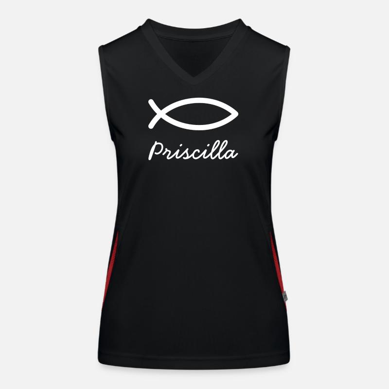 Priscilla christlicher Name mit P Mädchenname Tauf Funktionelles Kontrast-Tank Top für Frauen