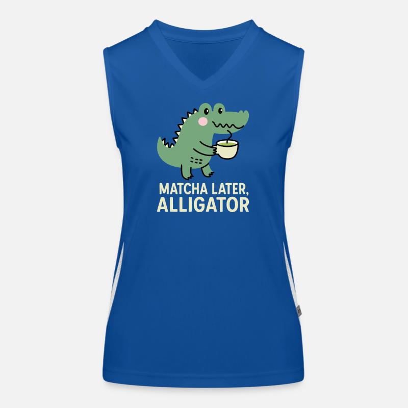 Matcha Plus tard Jeu de mots drôle d’alligator Débardeur respirant contrasté Femme