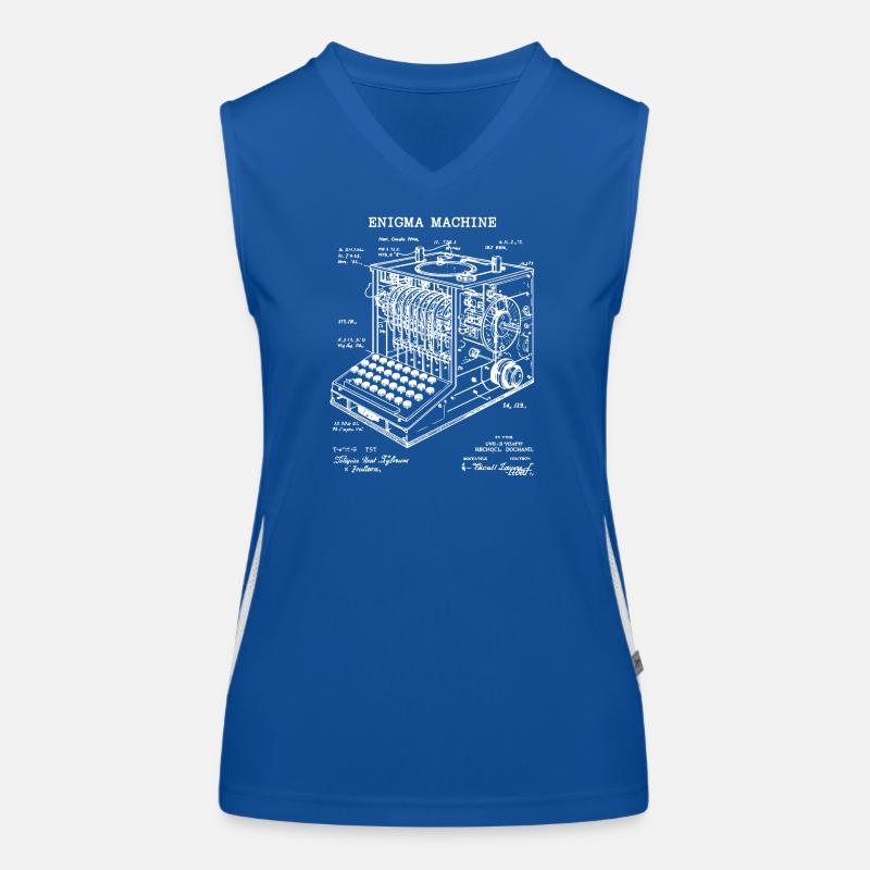 Enigma Machine Blueprint Women's Functional Contrast Tank Top