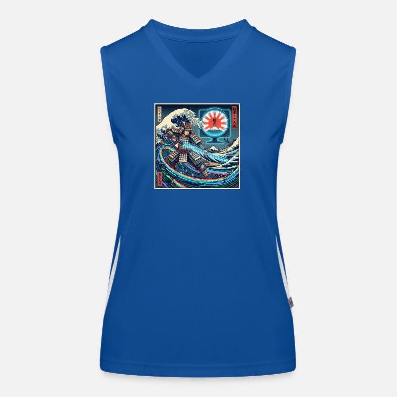 Cyber Samurai 模式 vor Wellen und Fuji Funktionelles Kontrast-Tank Top für Frauen