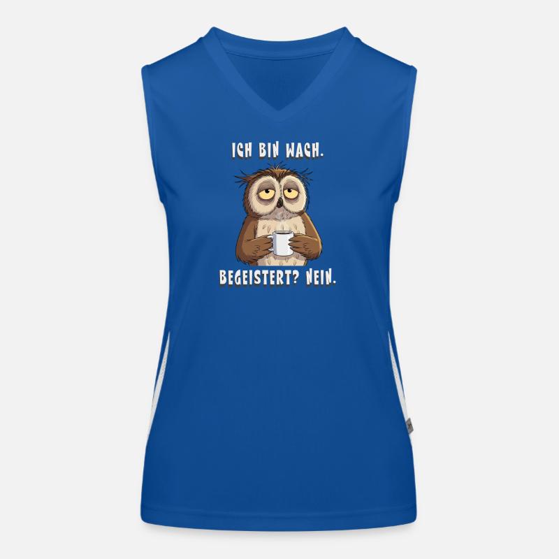Müde Eule mit Kaffee – Ich bin wach Nein Funktionelles Kontrast-Tank Top für Frauen