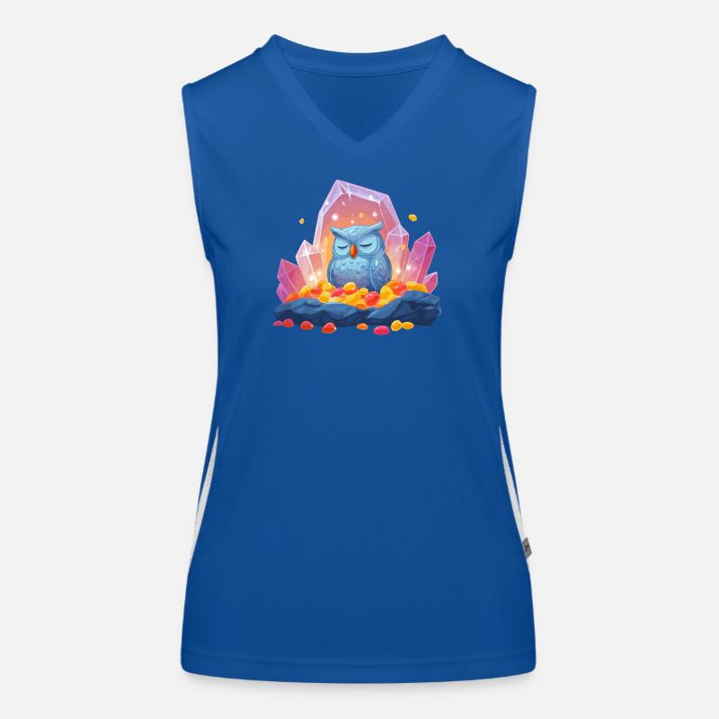 Meditating Owl Crystal Cave Women's Functional Contrast Tank Top