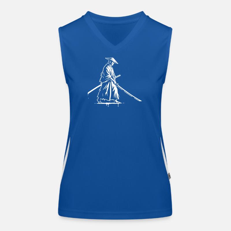 Ronin Samurai Drawing Ink Vector Women's Functional Contrast Tank Top