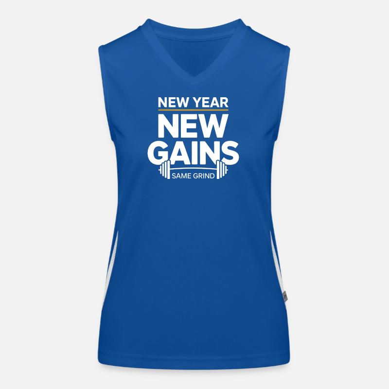 New Year New Gains – Same Grind Gym Spruch Funktionelles Kontrast-Tank Top für Frauen