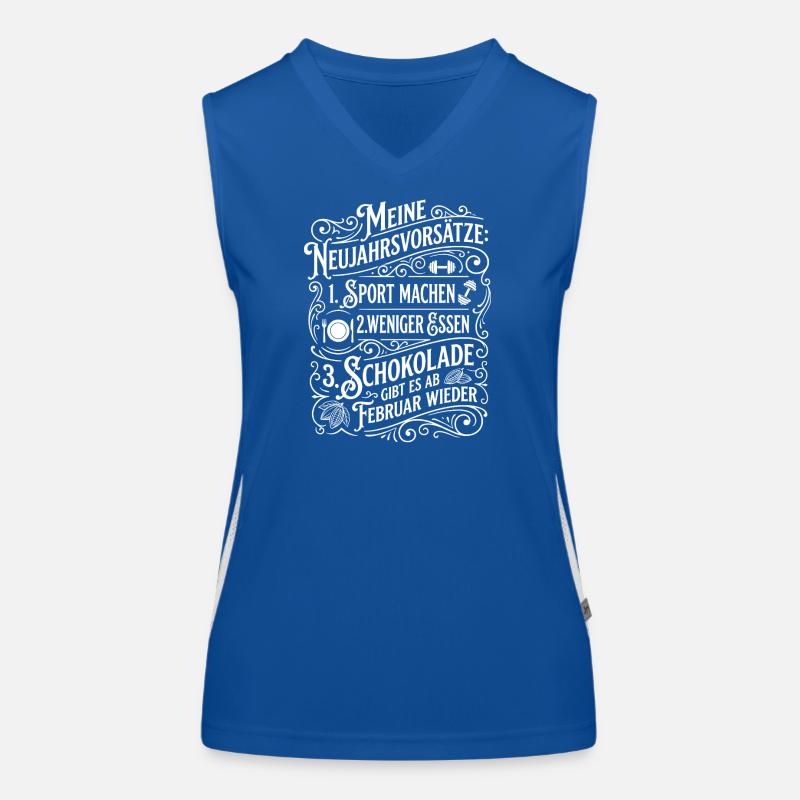 New Year's Resolutions Humor: Sports & Chocolate Women's Functional Contrast Tank Top