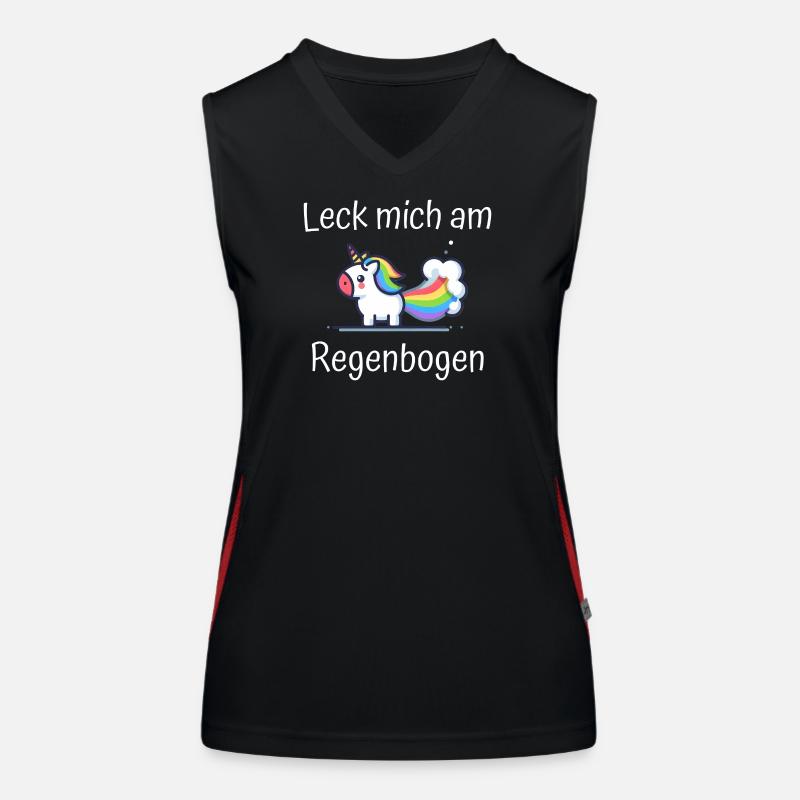Lèche-moi à la phrase de licorne arc-en-ciel Débardeur respirant contrasté Femme