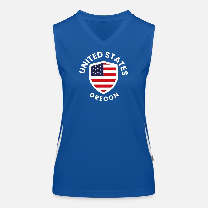 Bouclier de l’Oregon avec drapeau américain Débardeur respirant contrasté Femme