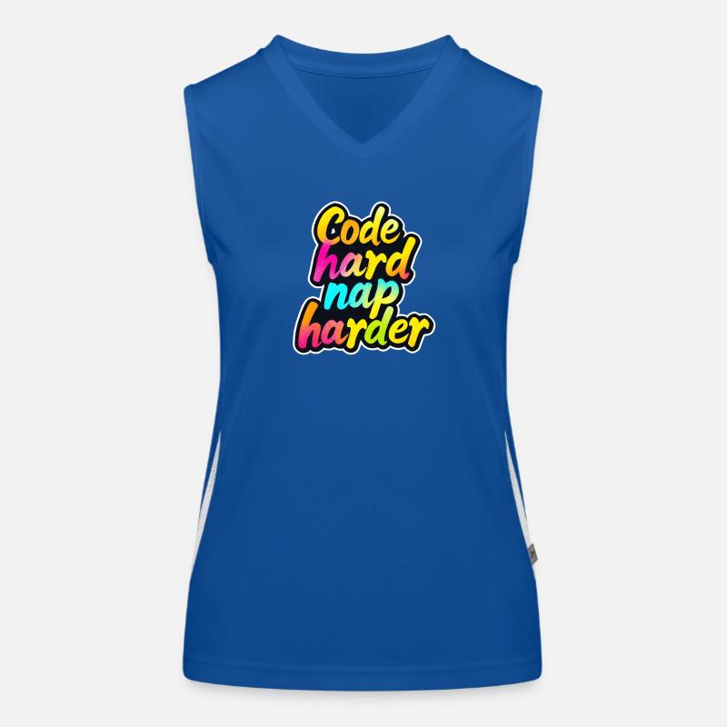 Code Hard Nickerchen Härter Lustiger Programmierer Tee Funktionelles Kontrast-Tank Top für Frauen