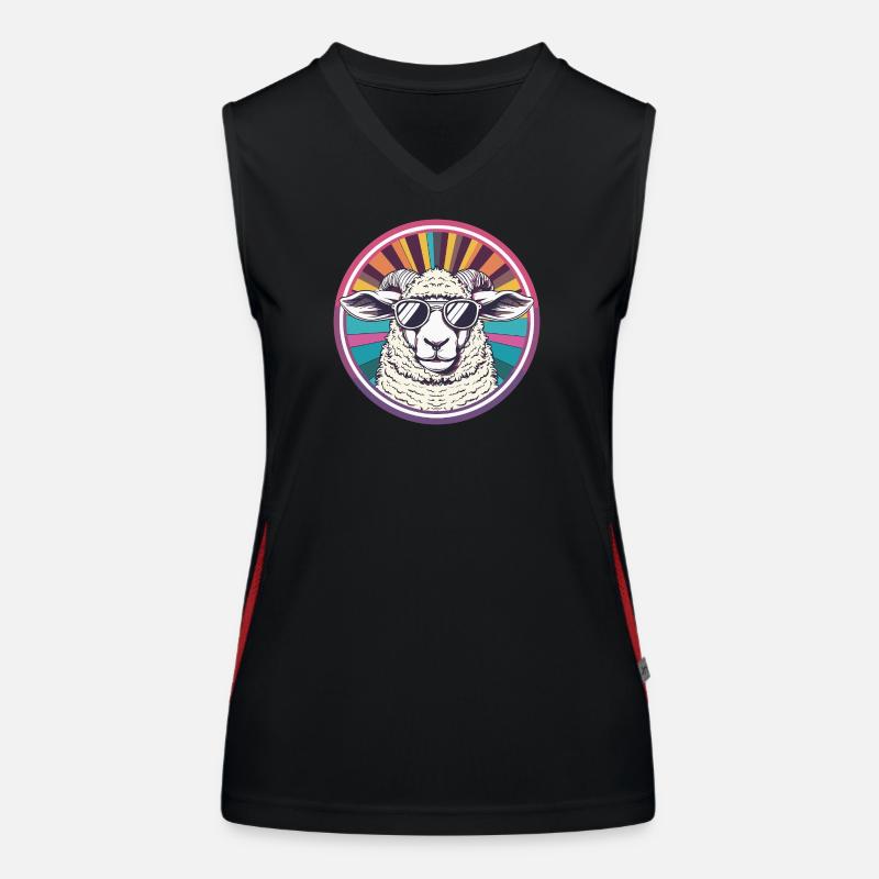 Sonnen-Schaf mit Retro-Sonnenbrille Funktionelles Kontrast-Tank Top für Frauen