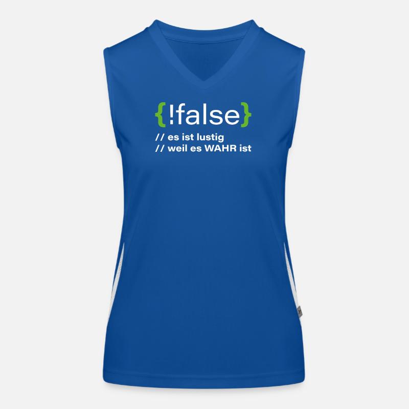 false - Lustiger Programmierer Spruch Funktionelles Kontrast-Tank Top für Frauen