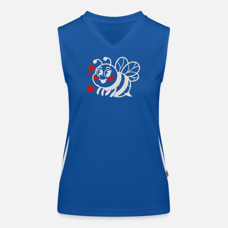 LoveBee Hearts: Cute Line Art Bee Women's Functional Contrast Tank Top
