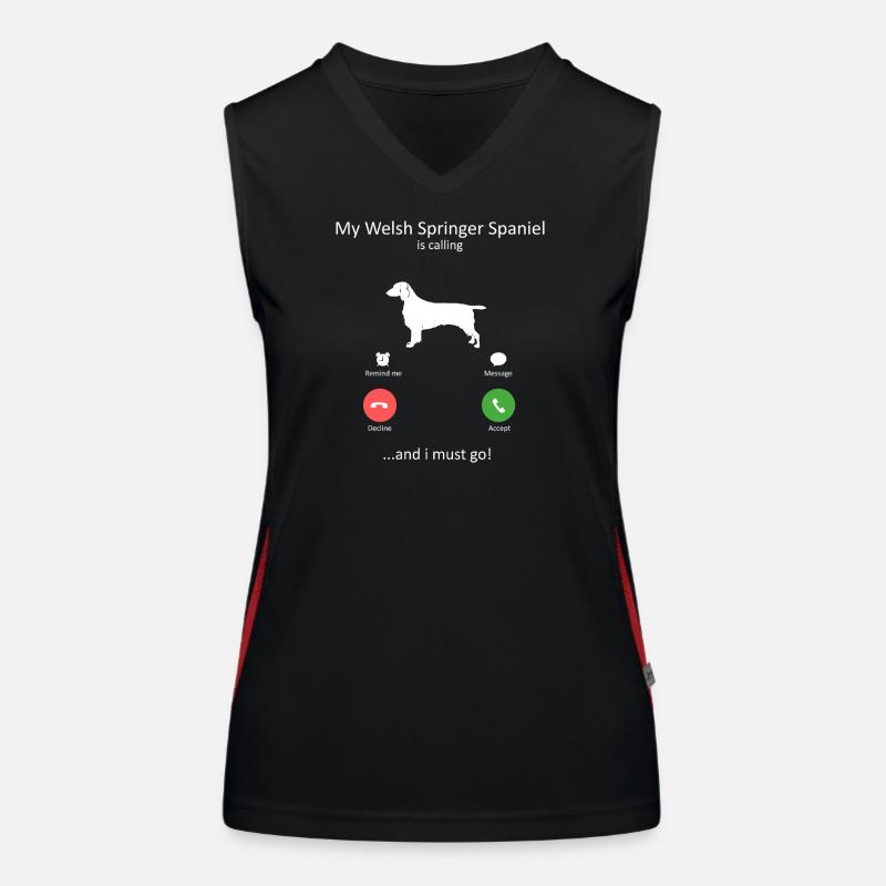 Welsh Springer Spaniel Is Calling Funny Dog Women's Functional Contrast Tank Top