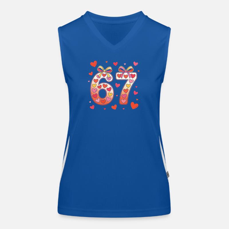 67 Geburtstagsherzen-Bogendesign Funktionelles Kontrast-Tank Top für Frauen