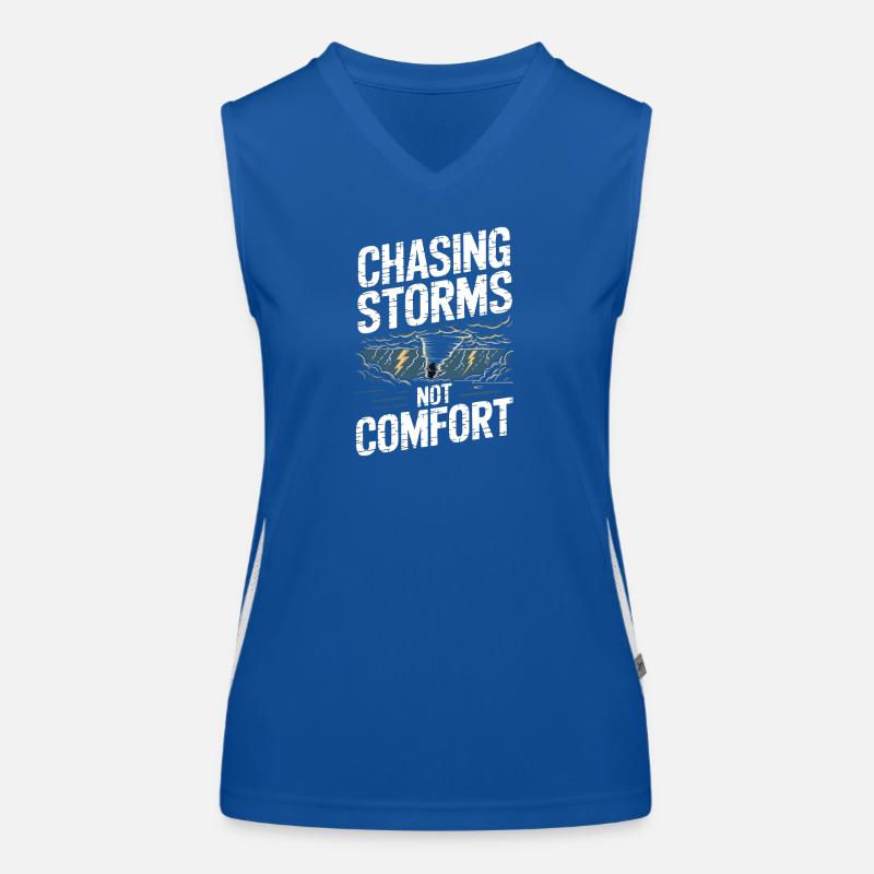  Chasing Storms Not Comfort Sturmjäger Tornado Funktionelles Kontrast-Tank Top für Frauen