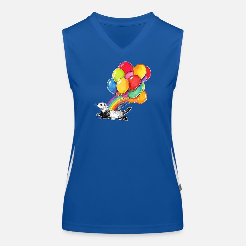 Frettchenballons und Regenbogen Funktionelles Kontrast-Tank Top für Frauen
