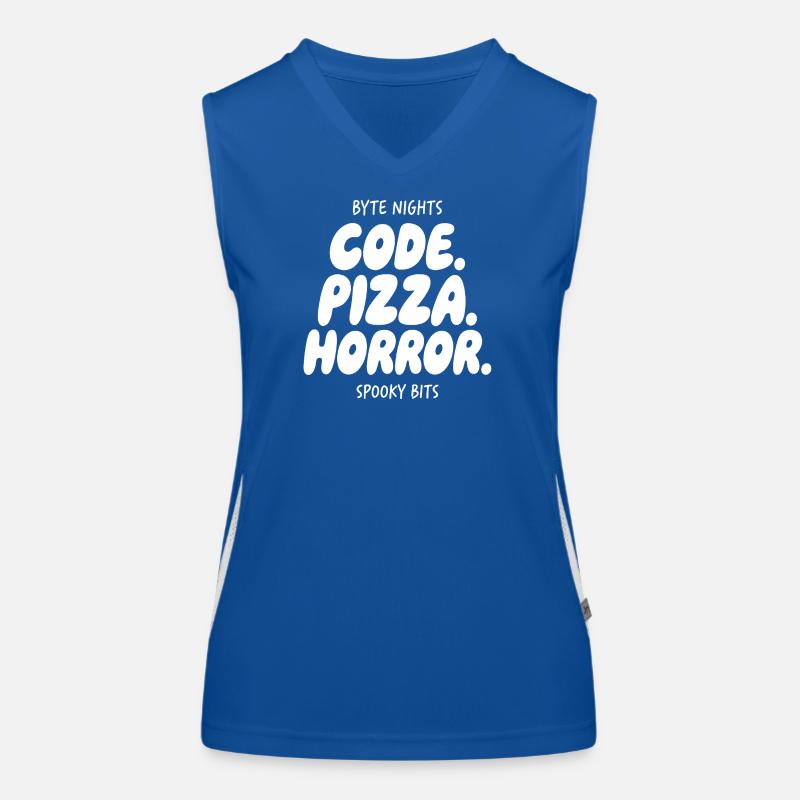 Byte Nächte: Code Pizza Horror Funktionelles Kontrast-Tank Top für Frauen