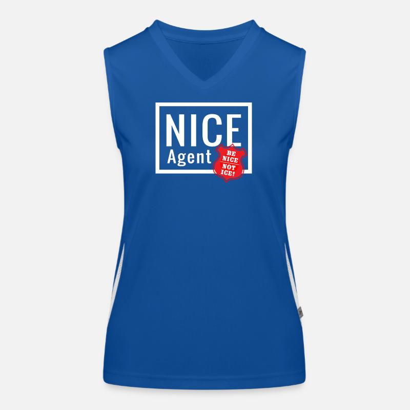 NICE Agent Logo mit Statement Be Nice Badge Funktionelles Kontrast-Tank Top für Frauen