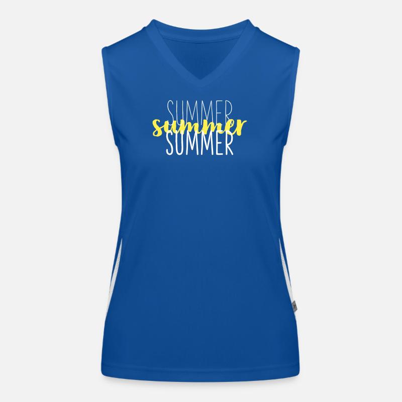 Summer Typo Overlay Gelbes Script Funktionelles Kontrast-Tank Top für Frauen