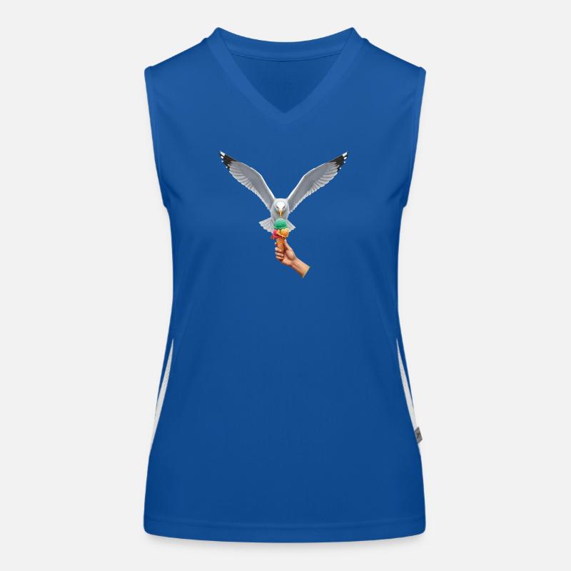 Lustige Möwe Stiehlt Eiscreme Women's Functional Contrast Tank Top