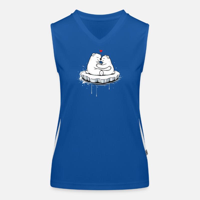 Zwei kuschelnde Eisbären auf Eisscholle  Funktionelles Kontrast-Tank Top für Frauen