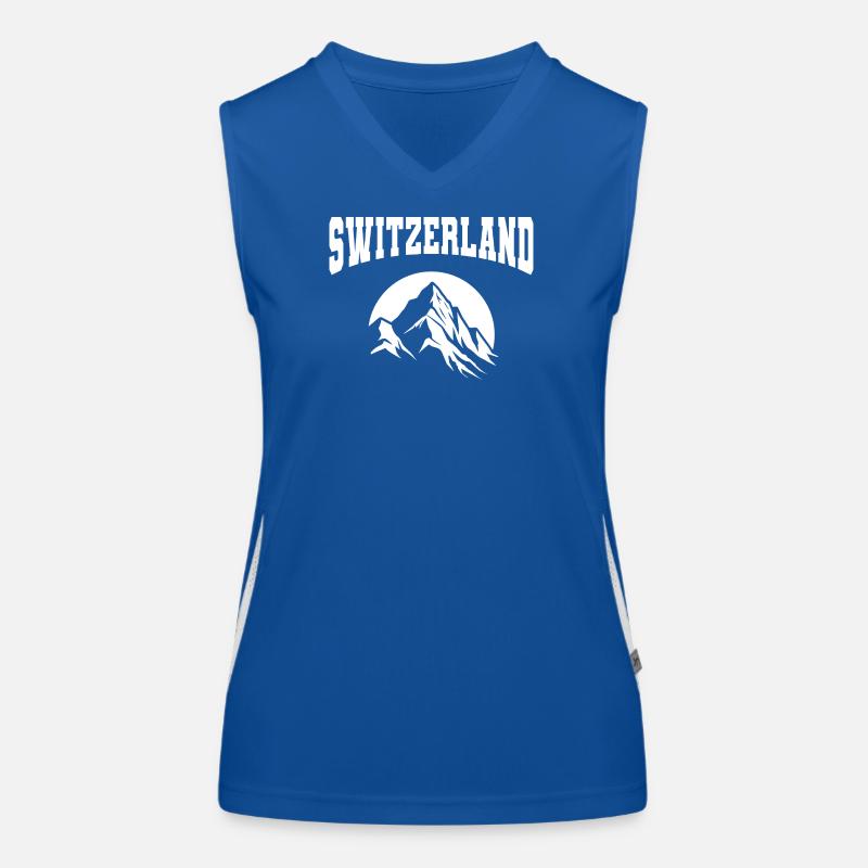 Schweizer Berggipfel | Weiß Monochrom Funktionelles Kontrast-Tank Top für Frauen