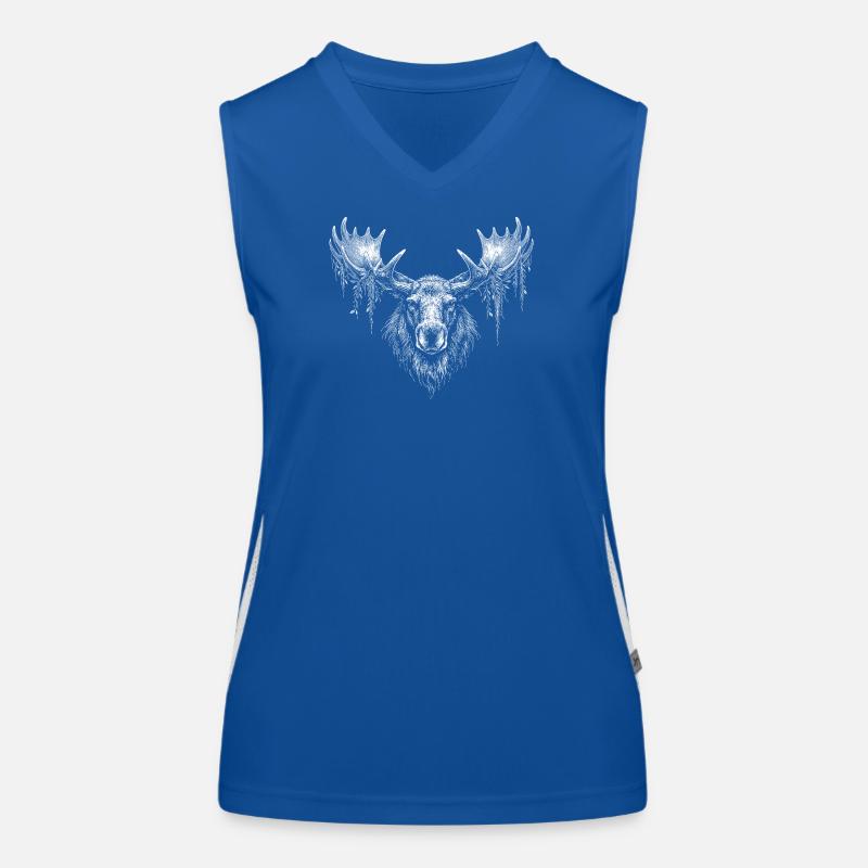 Elchkopf mit Moosgeäst Funktionelles Kontrast-Tank Top für Frauen