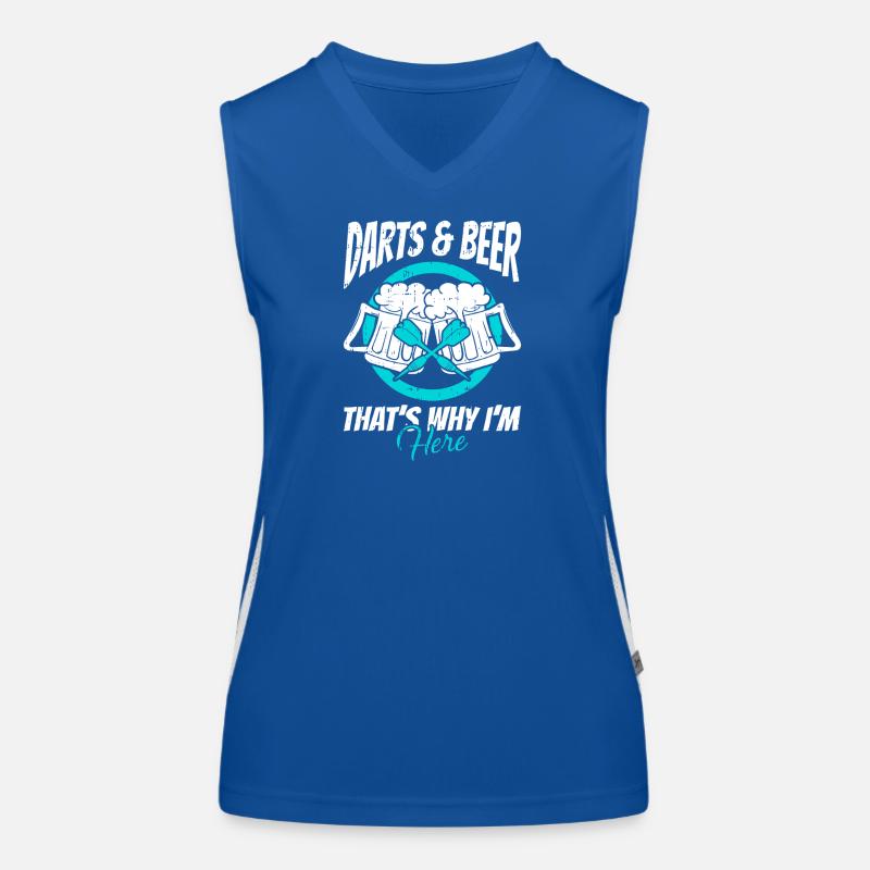 Darts & Bier – Darum bin ich hier Funktionelles Kontrast-Tank Top für Frauen