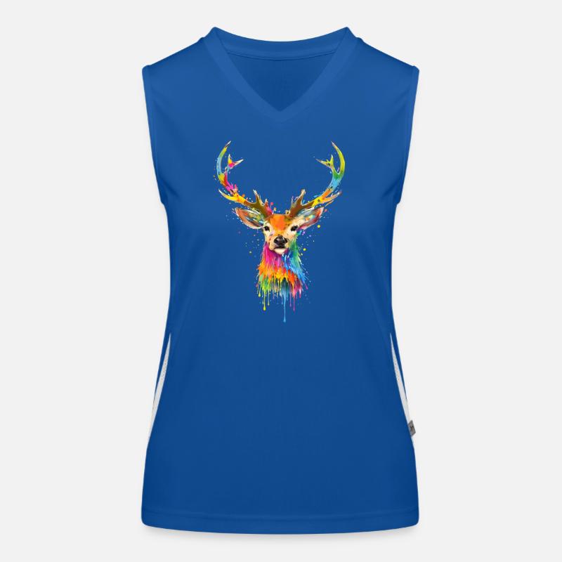Bunter Hirsch – Graffiti Tierkunst Funktionelles Kontrast-Tank Top für Frauen