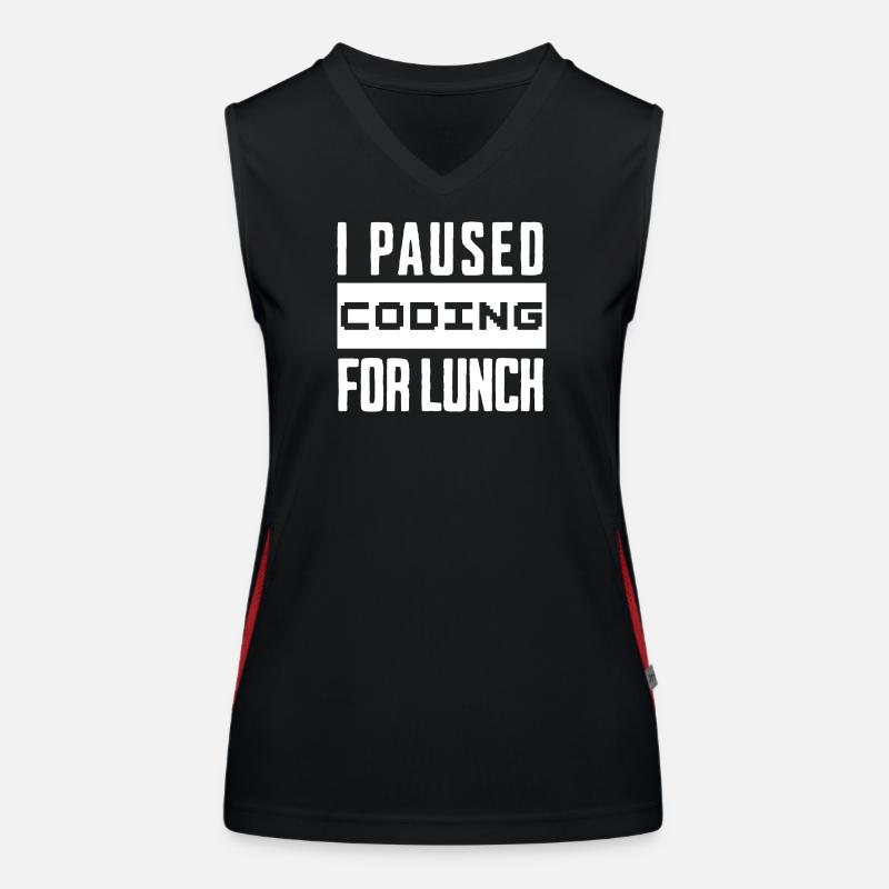 Codage de geeks, j’ai mis le codage en pause pour le déjeuner Débardeur respirant contrasté Femme