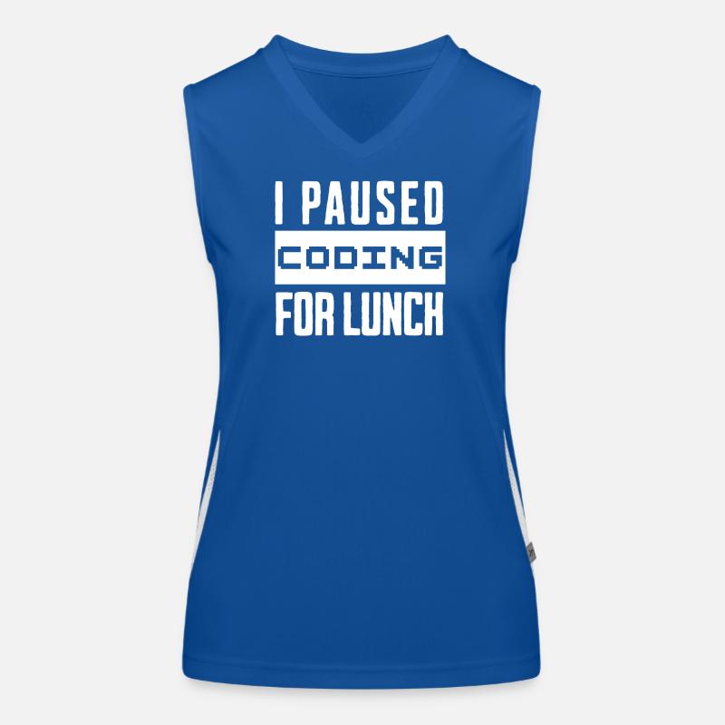 Codage de geeks, j’ai mis le codage en pause pour le déjeuner Débardeur respirant contrasté Femme