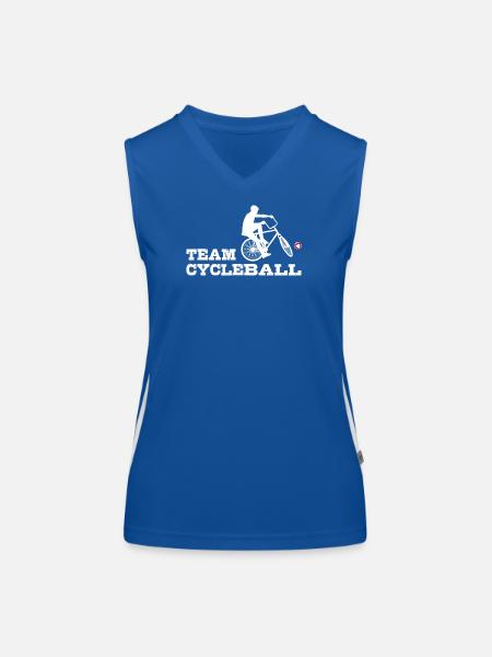 Team Cycleball , Radball, Radballer,Hallenradsport - Funktionelles Kontrast-Tank Top für Frauen - Royal/Weiß - Vorne