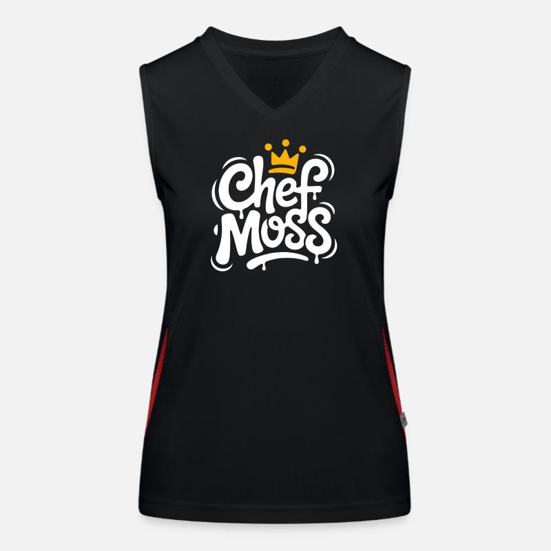 Chefmoss mit Krone – Cooles Chefin Design Funktionelles Kontrast-Tank Top für Frauen