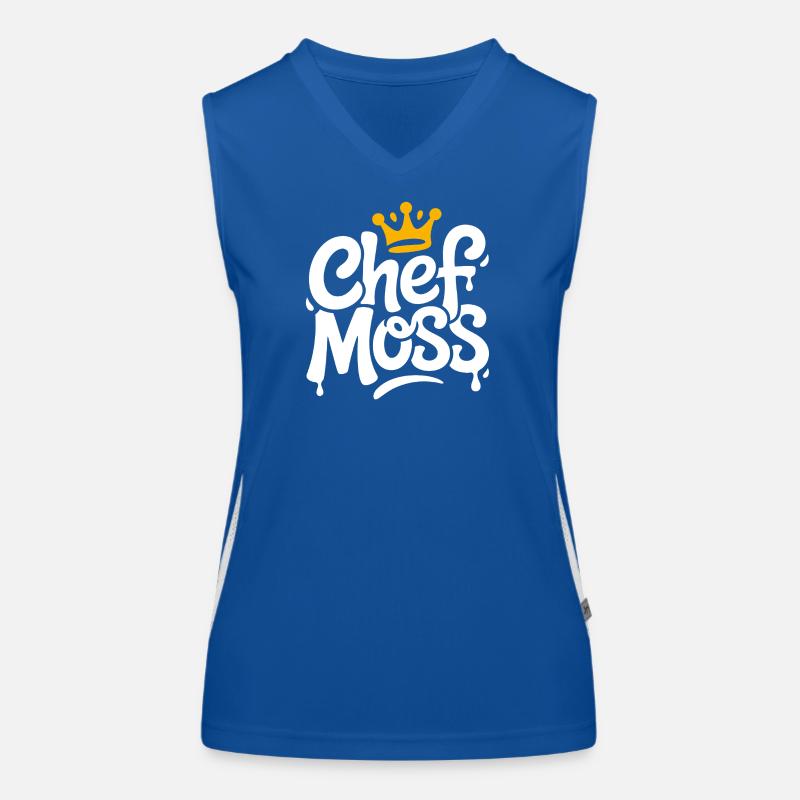 Chefmoss mit Krone – Cooles Chefin Design Funktionelles Kontrast-Tank Top für Frauen